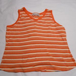 2/$8 Basic Editions Orange Striped Tank Top MED